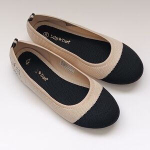 Lily & Dan Cream & Black Flats Girls sz 13/1